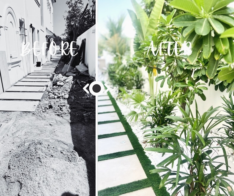 Garden transformation before and after in The Meadows